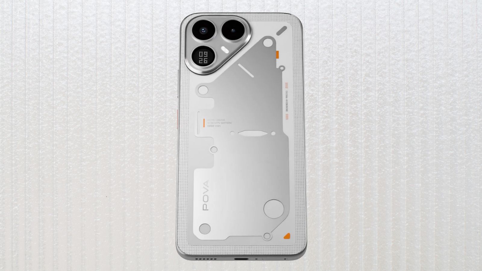 Tecno Pova 8 silver back design showcased