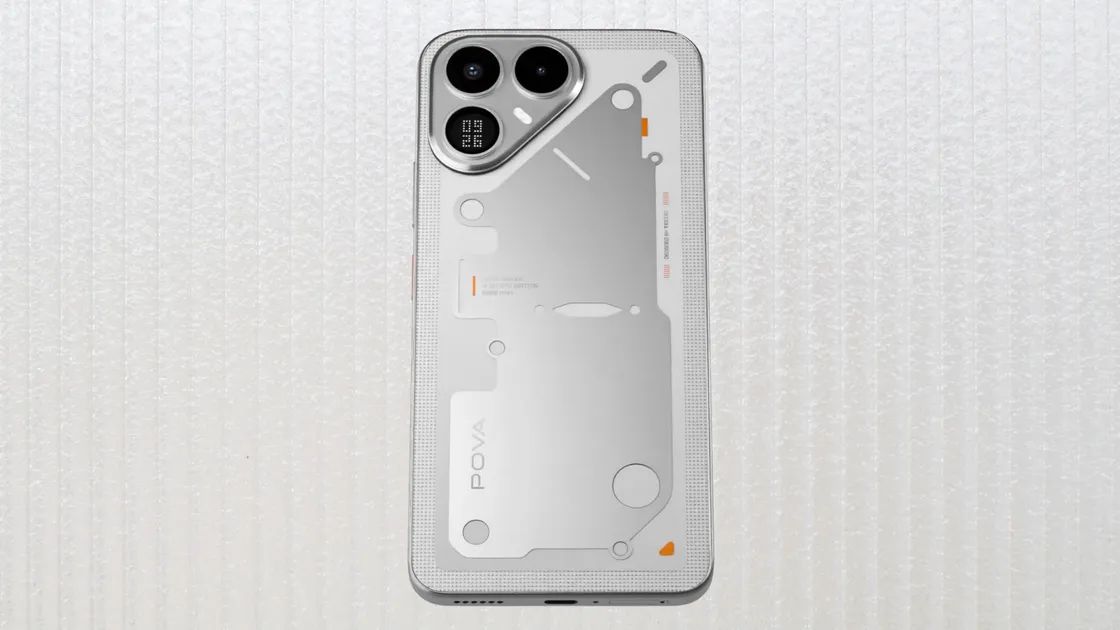 Tecno Pova 8 silver back design showcased Tecno Pova 8 silver back design showcased