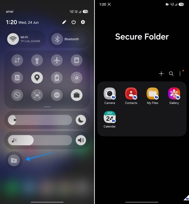 screenshot from a samsung phone showing how to unhide secure folder