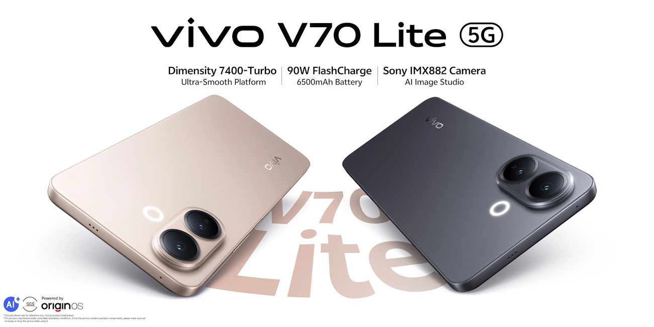 Vivo V70 Lite gold and black colourways back design showcased Vivo V70 Lite gold and black colourways back design showcased