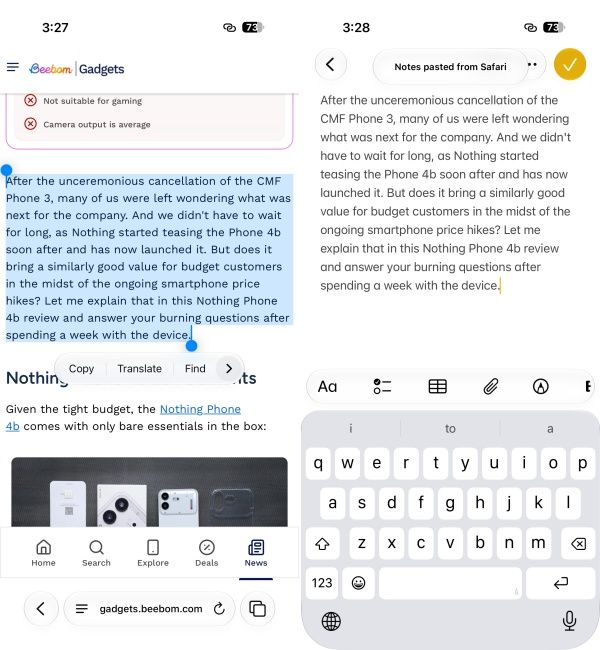 screenshot from an iphone showing how to copy and paste text using 3-finger gestures screenshot from an iphone showing how to copy and paste text using 3-finger gestures