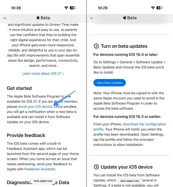 Sign Up at Apple Beta Website to get iOS 27 Public beta Sign Up at Apple Beta Website to get iOS 27 Public beta