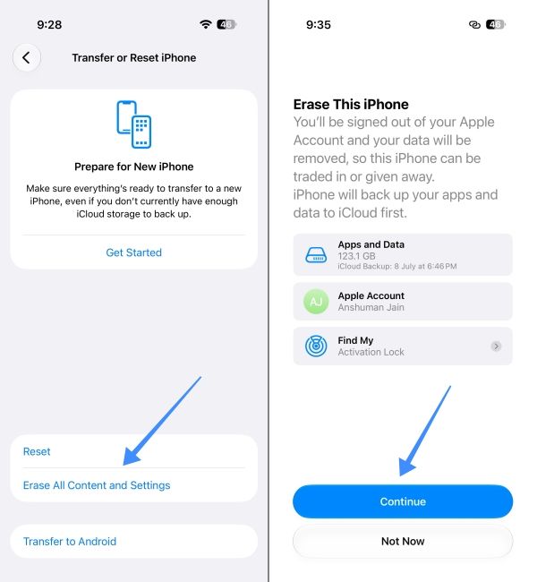 Go to Erase All Content And Settings on iPhone Go to Erase All Content And Settings on iPhone