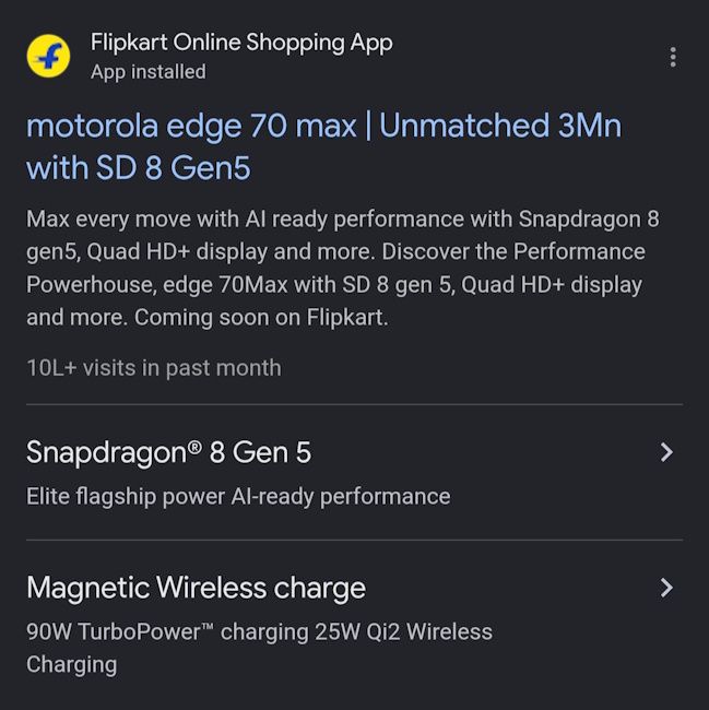Motorola Edge 70 Max key details confirmed via Google Search preview Motorola Edge 70 Max key details confirmed via Google Search preview