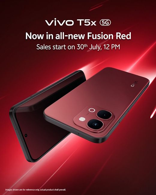 Vivo T5x 5G Fusion Red colourway