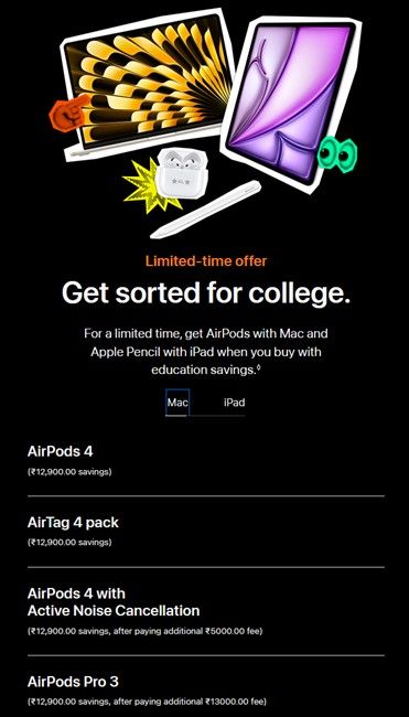 Apple Back to School offer on MacBook Air and Pro