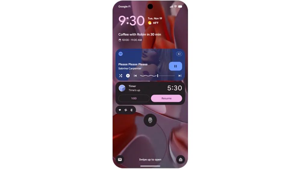 Google Clock app metric timer Live Update design