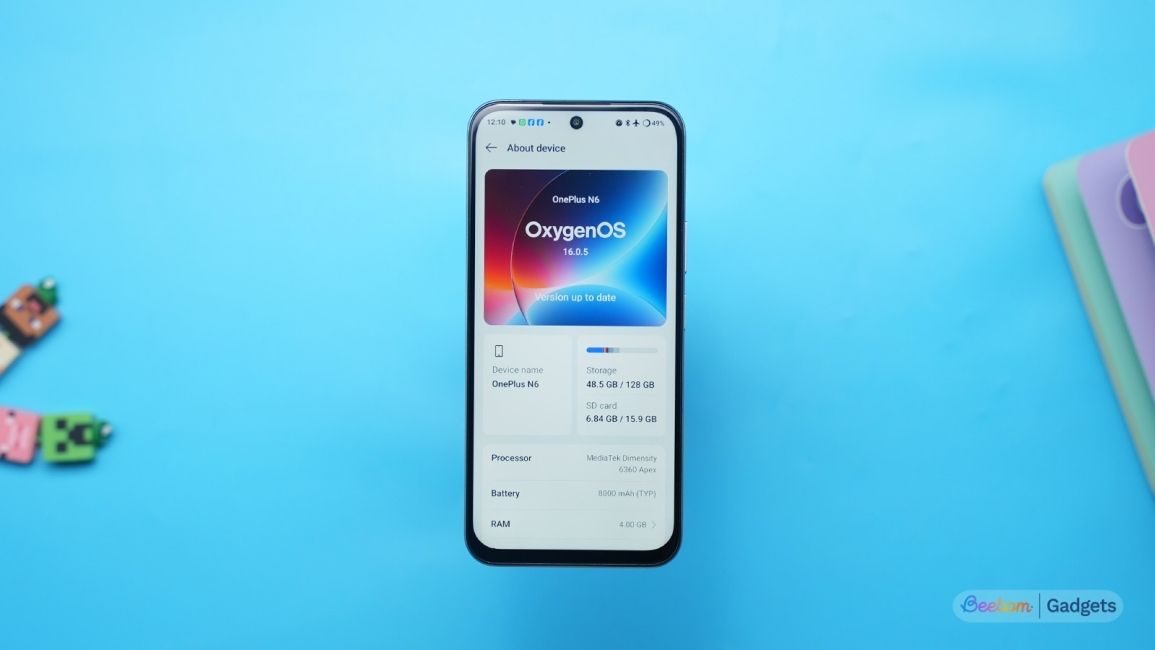 OnePlus N6 software about page OnePlus N6 software about page