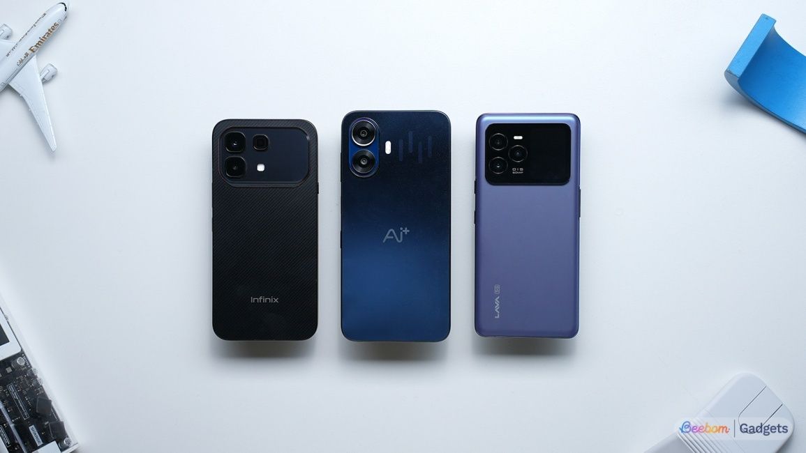 Phones from Lava AI Plus side by side Phones from Lava AI Plus side by side