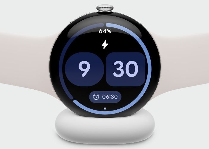 Google Pixel Watch 4 docked