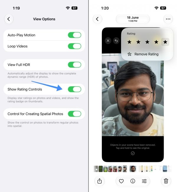 Rating system in iOS 27 Photos app Rating system in iOS 27 Photos app