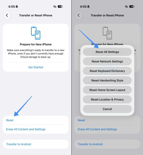 Reset All Settings for iPhone from the Reset Menu Reset All Settings for iPhone from the Reset Menu