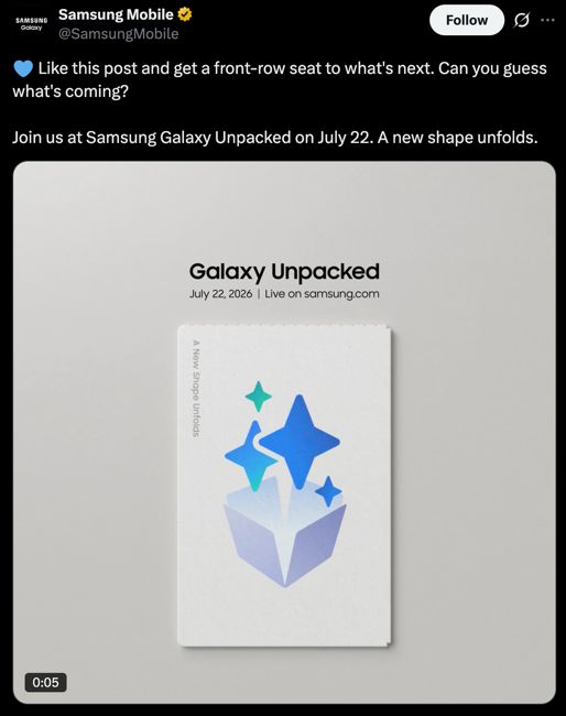 Samsung Mobile Post on X revealing Galaxy Unpacked launch date
