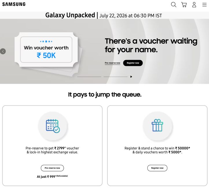 Samsung Galaxy Unpacked July 22 2026 event pre-reservation benefits