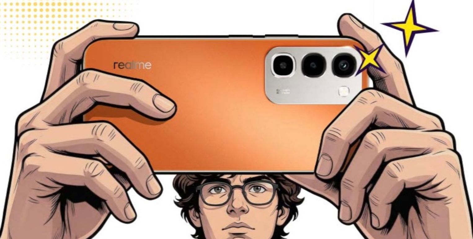 Realme Narzo 100x from the back held horizontally