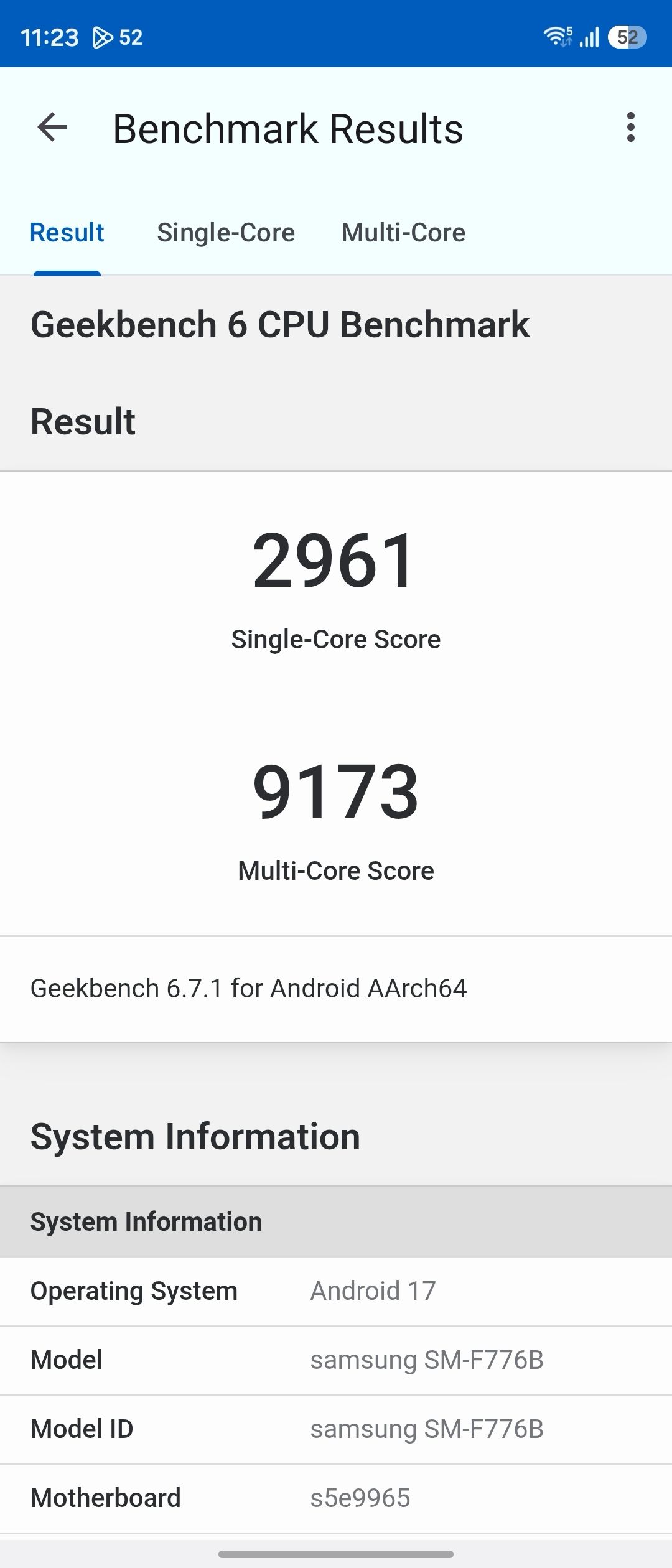 Samsung Galaxy Z Flip 8 Geekbench 6 benchmark screenshot Samsung Galaxy Z Flip 8 Geekbench 6 benchmark screenshot