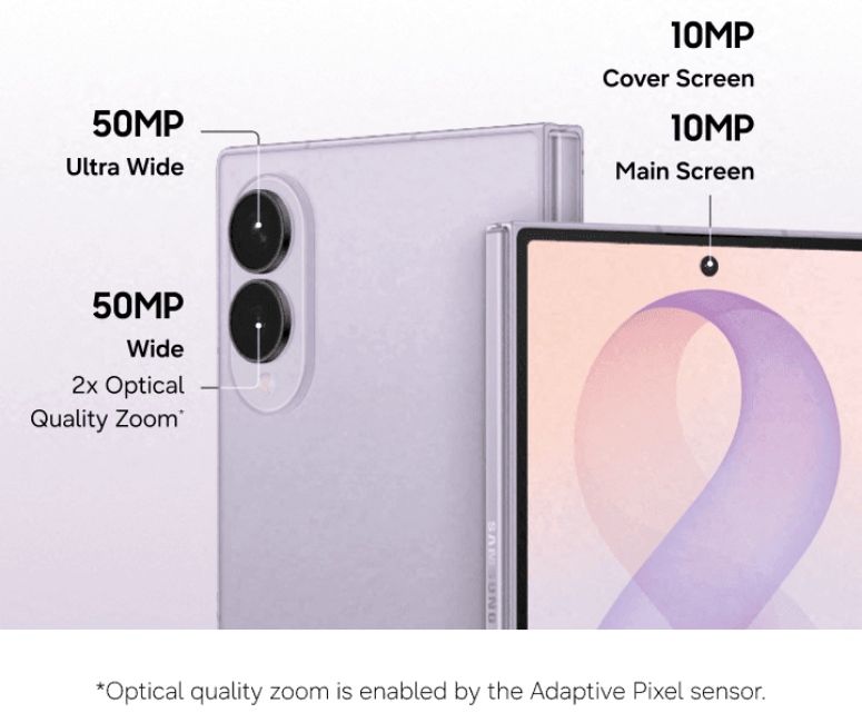 Samsung Galaxy Z Fold 8 Camera specifications showcased in marketing materials