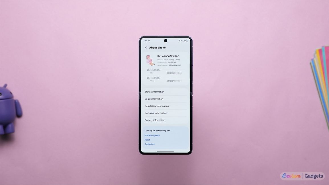 Samsung Galaxy Z Fold 8 Software about page Samsung Galaxy Z Fold 8 Software about page