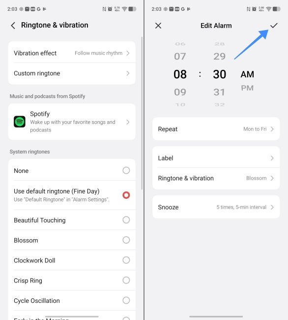 Save alarm with custom ringtone Save alarm with custom ringtone