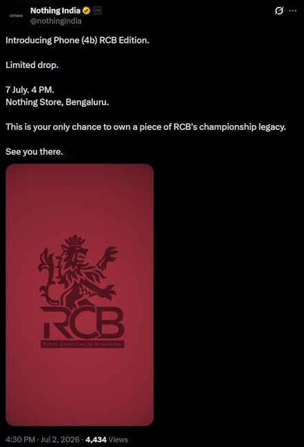 Nothing Phone 4b RCB Edition availability details