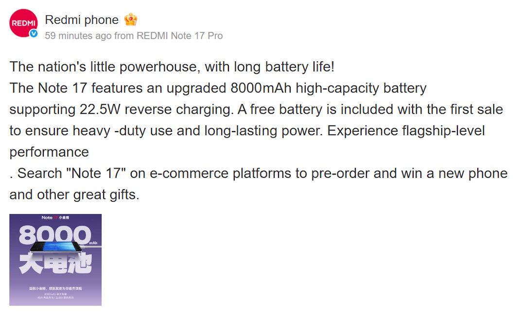Redmi Note 17 battery and charging Redmi Note 17 battery and charging