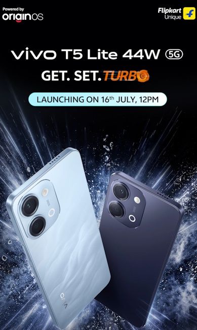Vivo T5 Lite 5G launch date in India and design revealed
