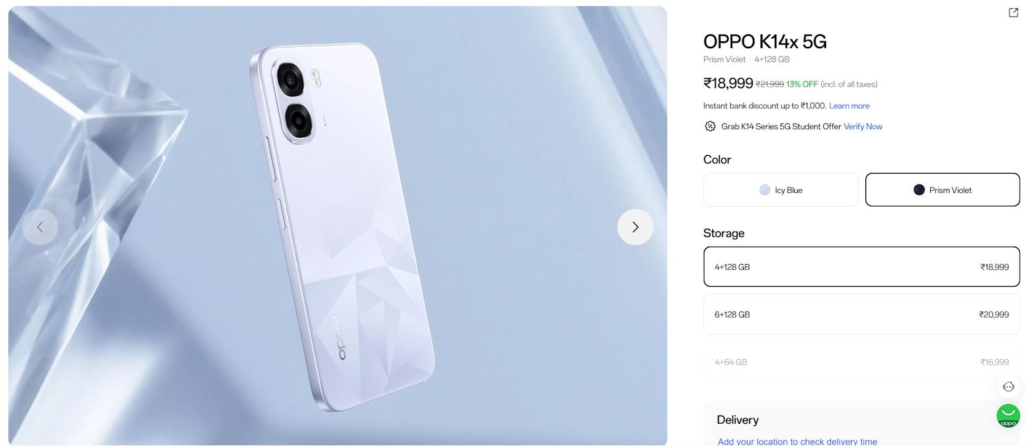 Oppo K14x price hiked in India Oppo K14x price hiked in India