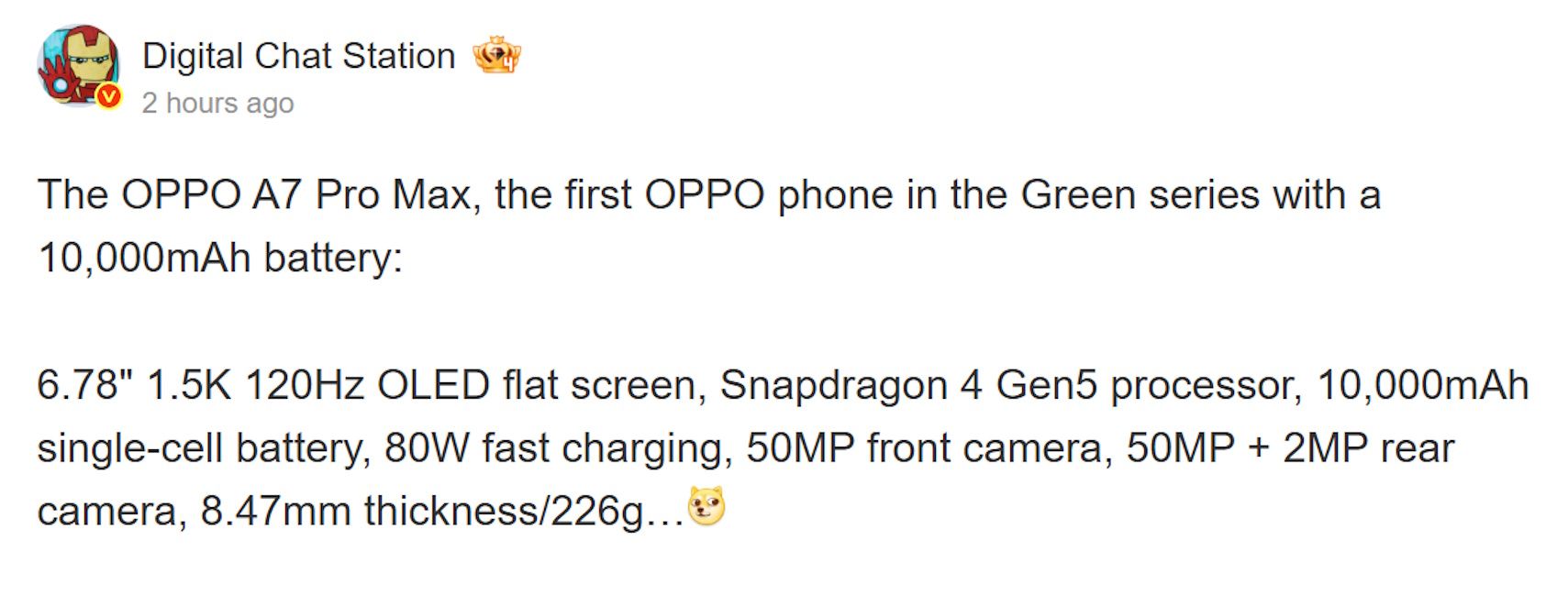 Oppo A7 Pro Max leaked details Oppo A7 Pro Max leaked details