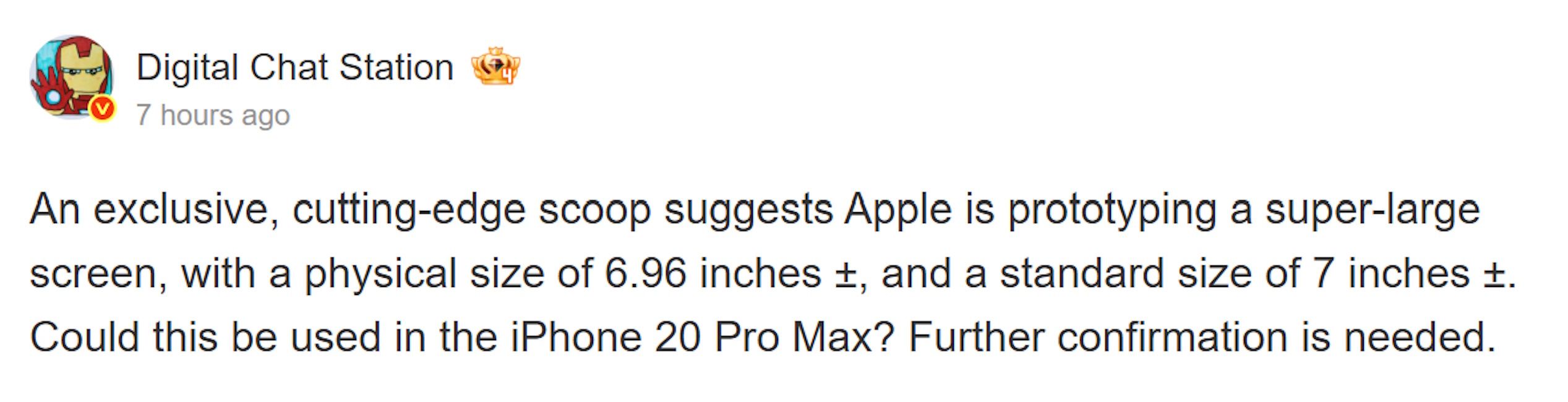 iPhone 20 Pro Max display size tipped iPhone 20 Pro Max display size tipped