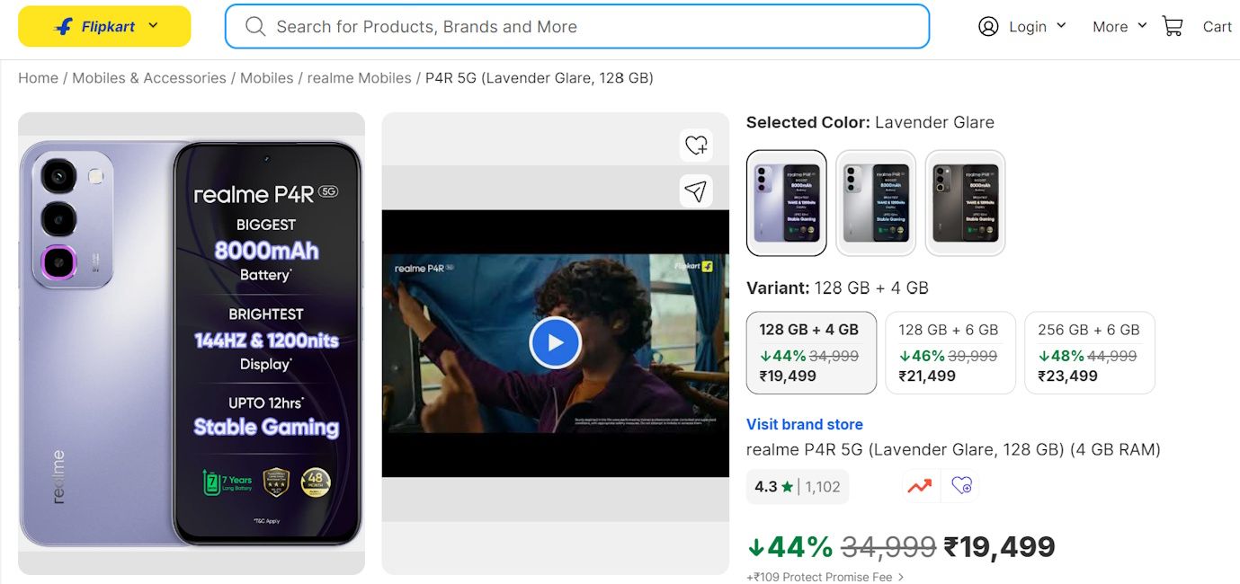 Realme P4R 5G price hike in India live on Flipkart