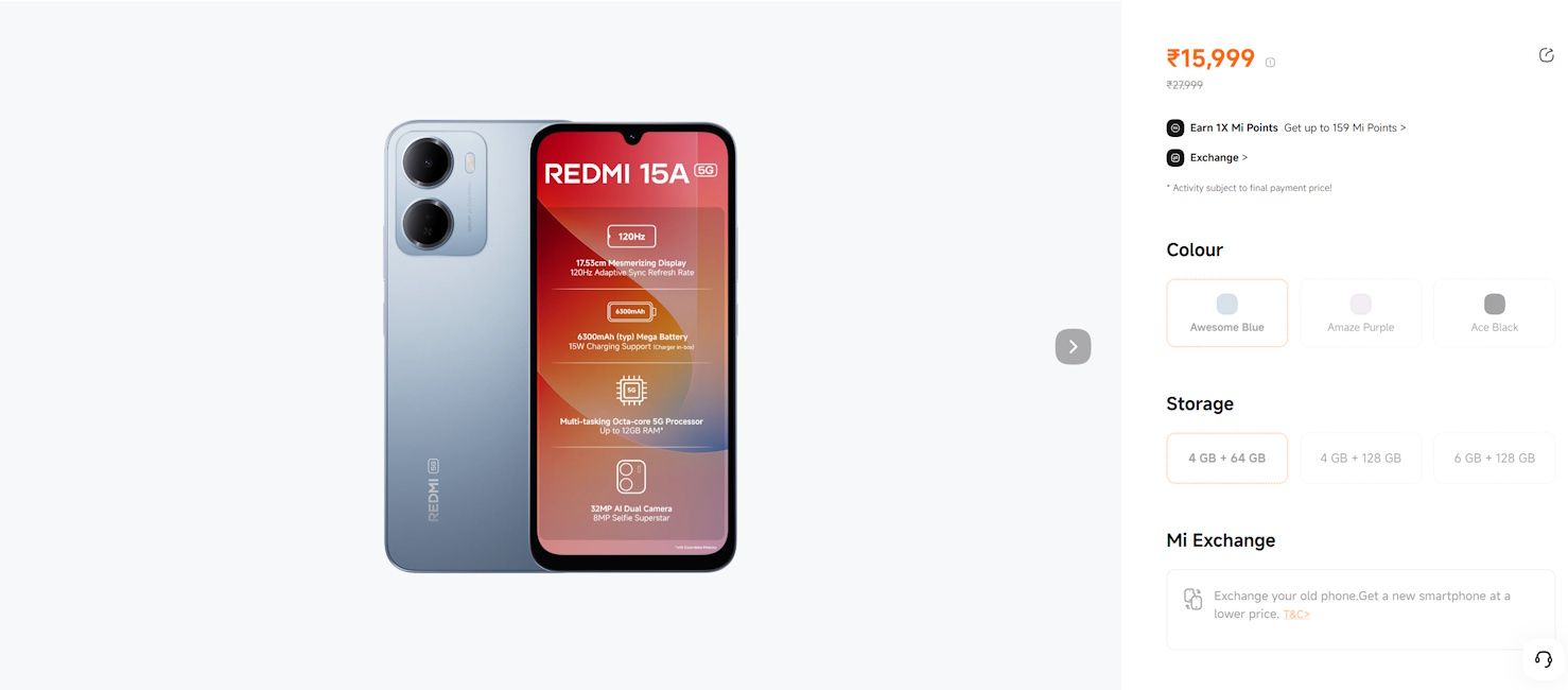 Redmi 15A 5G price hiked in India