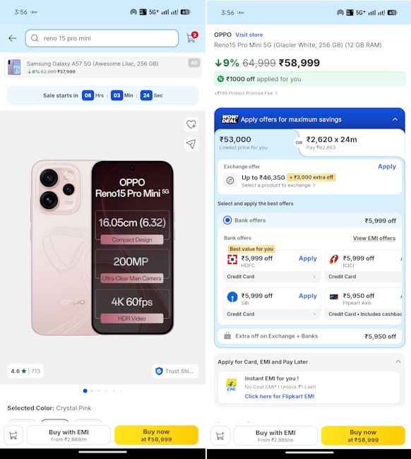 Oppo Reno 15 Pro Mini Flipkart Goat sale 2026 deal Oppo Reno 15 Pro Mini Flipkart Goat sale 2026 deal