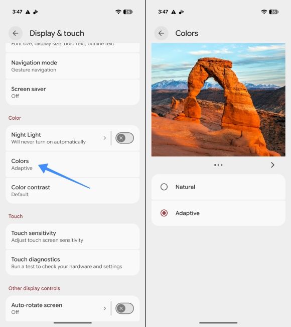 Select Colors option and select Adaptive option Select Colors option and select Adaptive option