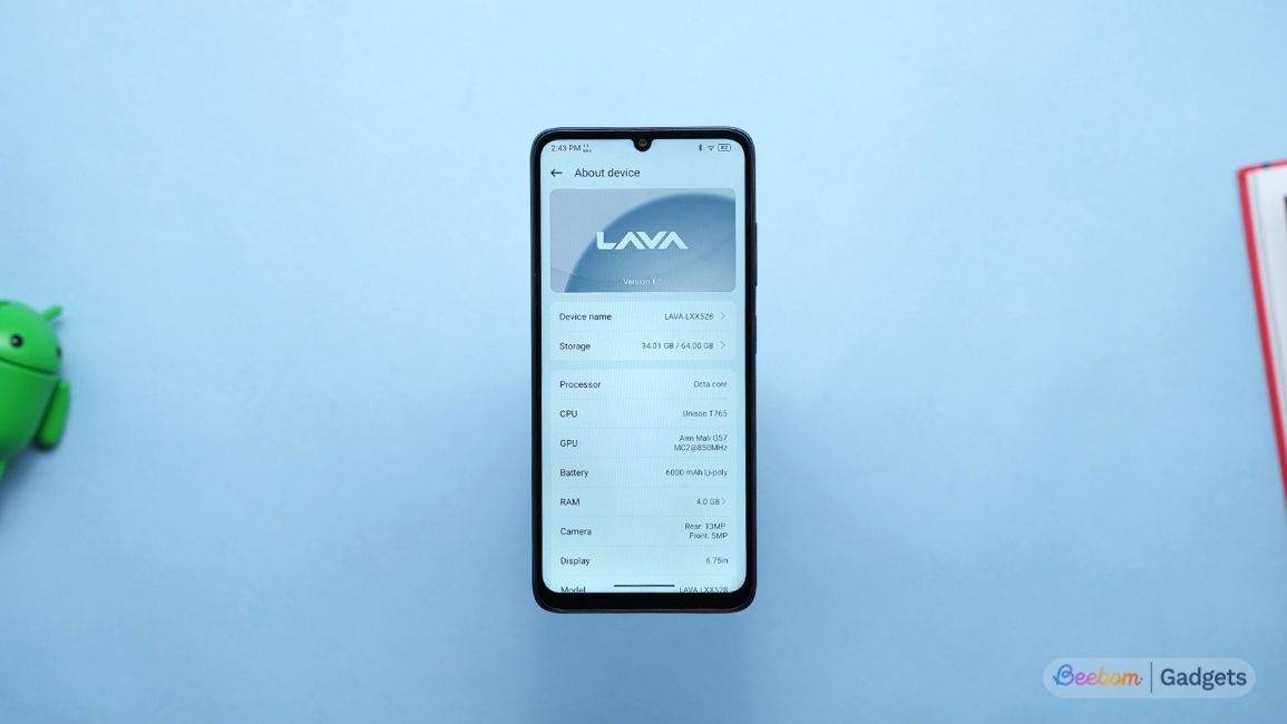 Software about page menu of the Lava Virat V1 5G Software about page menu of the Lava Virat V1 5G