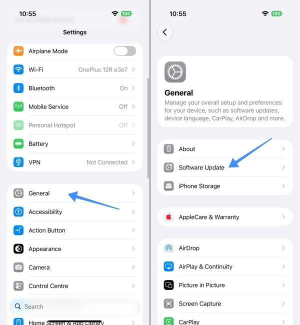 Update iPhone steps in the Settings app