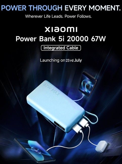 Xiaomi Power Bank 5i in Blue coloirway launch date with devices connected Xiaomi Power Bank 5i in Blue coloirway launch date with devices connected