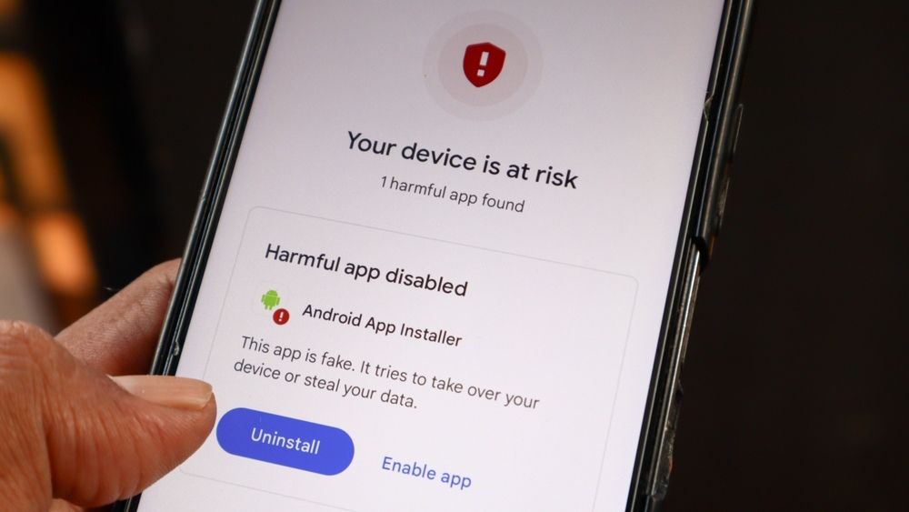android phone showing harmful app on the screen android phone showing harmful app on the screen