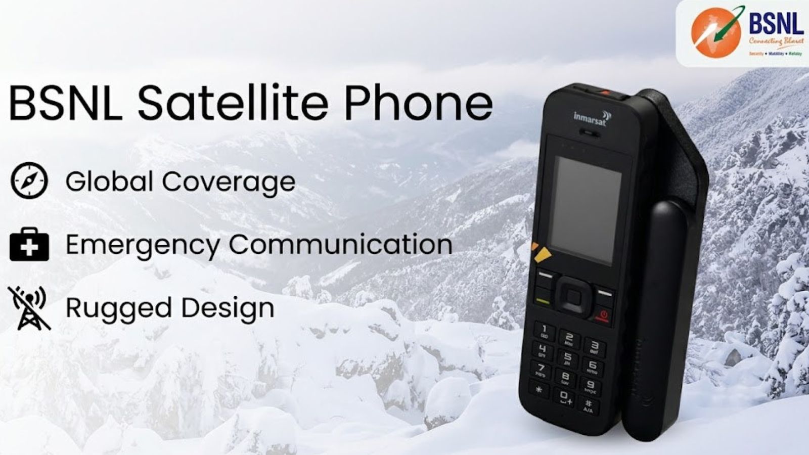 banner or BSNL Satellite Phone showing the phone with its feature set