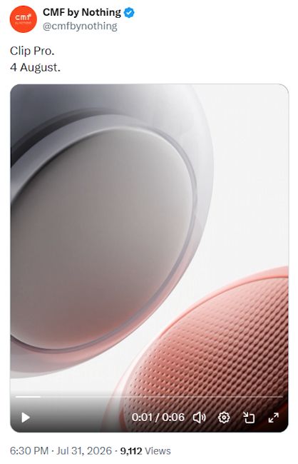 CMF Clip Pro launch date and colourways confirmed in X post screenshot CMF Clip Pro launch date and colourways confirmed in X post screenshot
