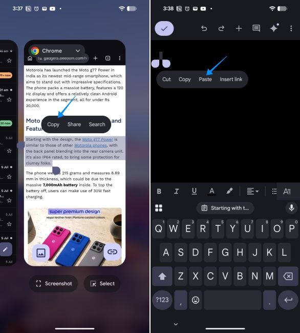 screenshot from an android phone showing how to copy and paste text from blocked apps screenshot from an android phone showing how to copy and paste text from blocked apps
