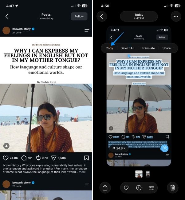 screenshot from iphone showing how to copy text from image using the photos app screenshot from iphone showing how to copy text from image using the photos app