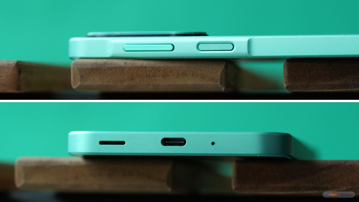 Galaxy F70 Pro green bottom ports and volume rockers
