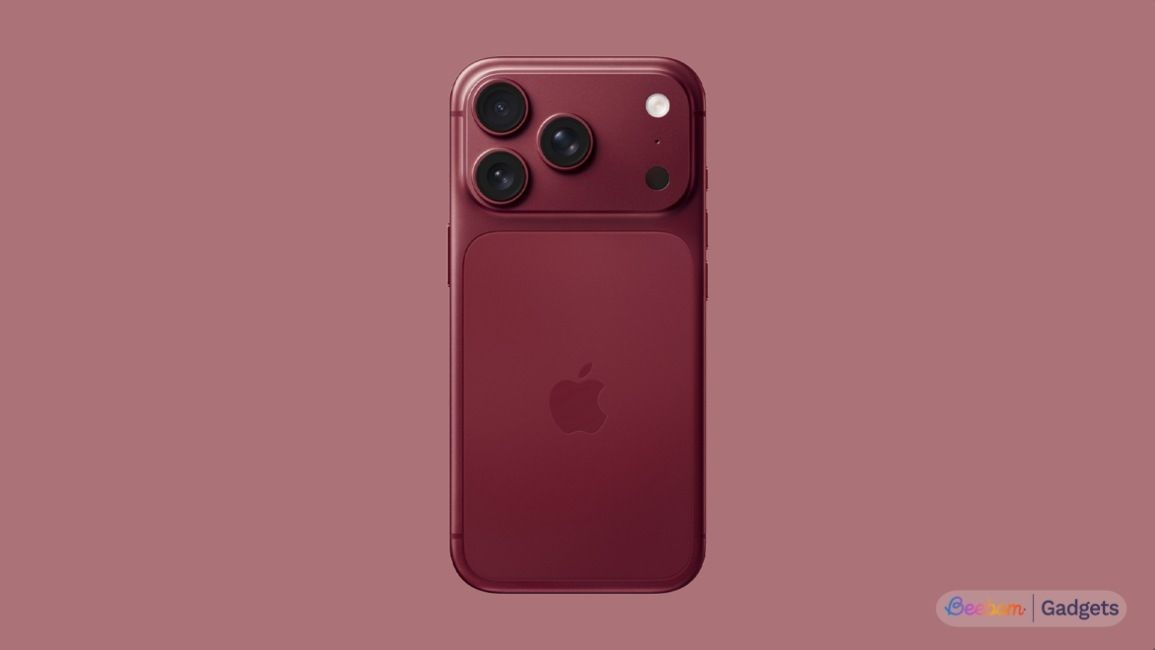 iPhone 18 Pro Concept Design from the back against a maroon background