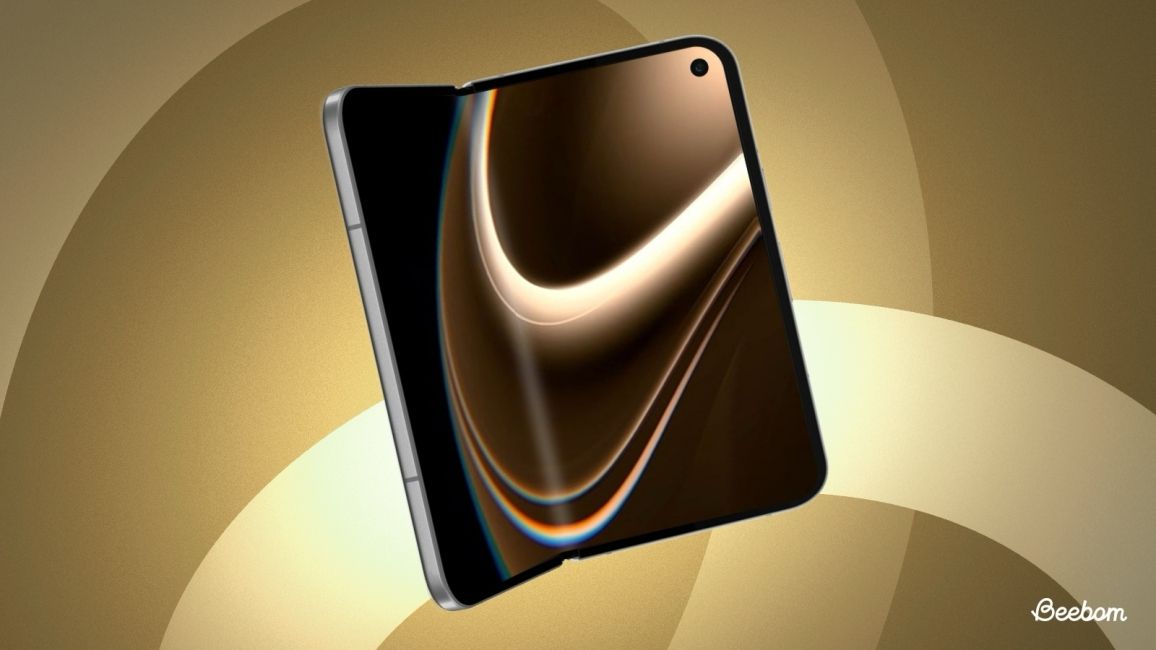 iPhone Ultra half open concept render shown against a yellow background iPhone Ultra half open concept render shown against a yellow background