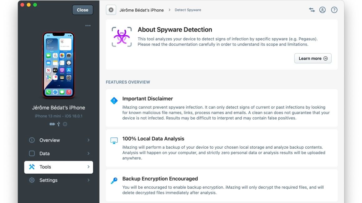 app image of iMazing Spyware Analyzer