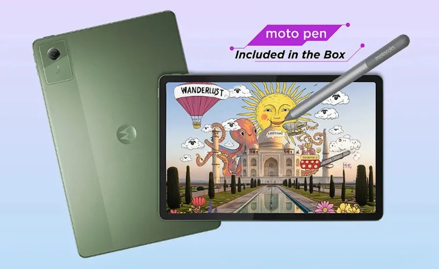 Motorola Pad 60 Neo tablet with stylus in green colourway Motorola Pad 60 Neo tablet with stylus in green colourway