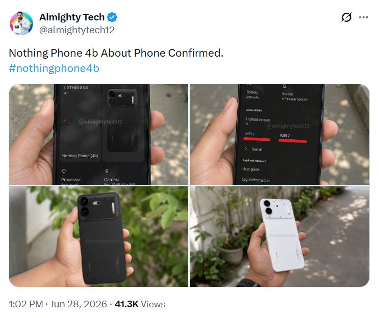 Nothing Phone 4b real life images leaked