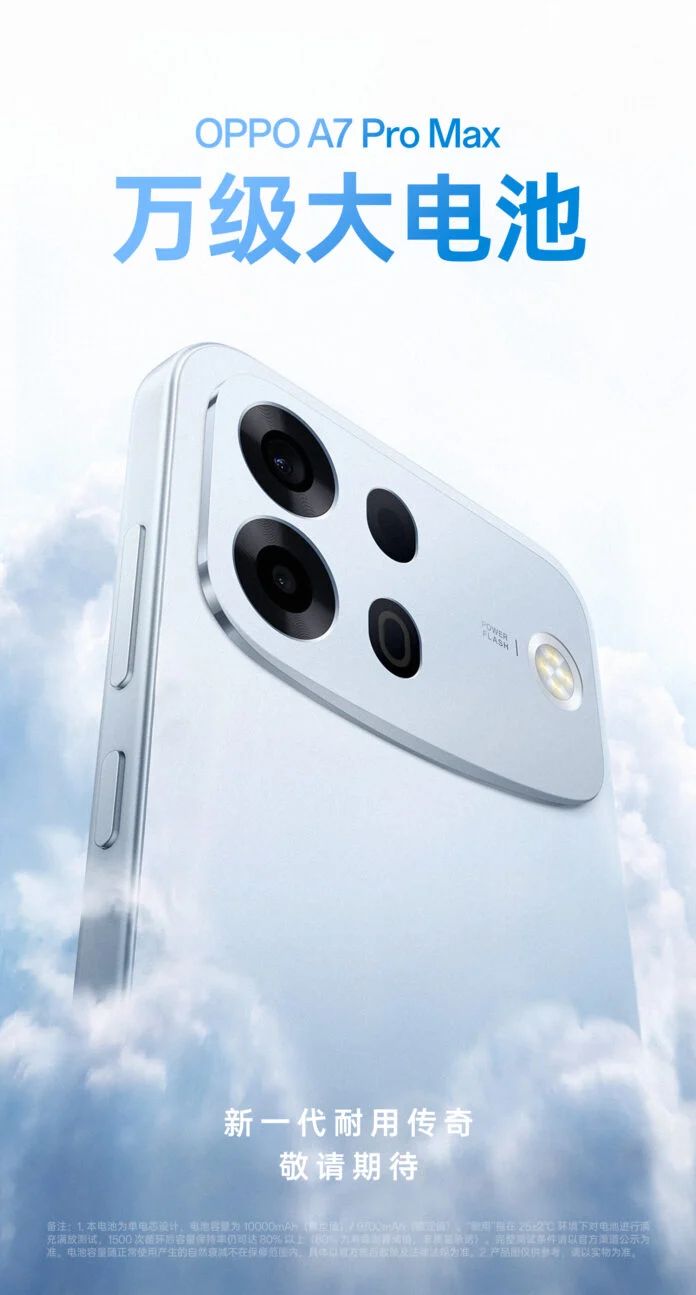 Oppo A7 Pro Max design from the back in Blue colourway