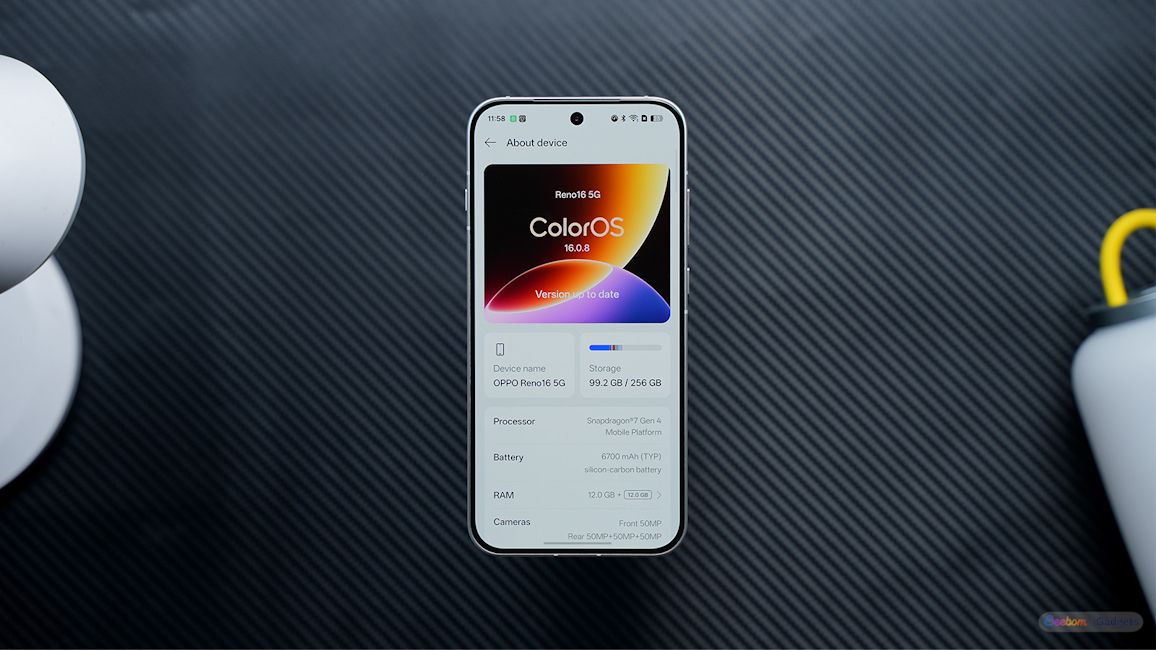 Oppo Reno 16 software page Oppo Reno 16 software page