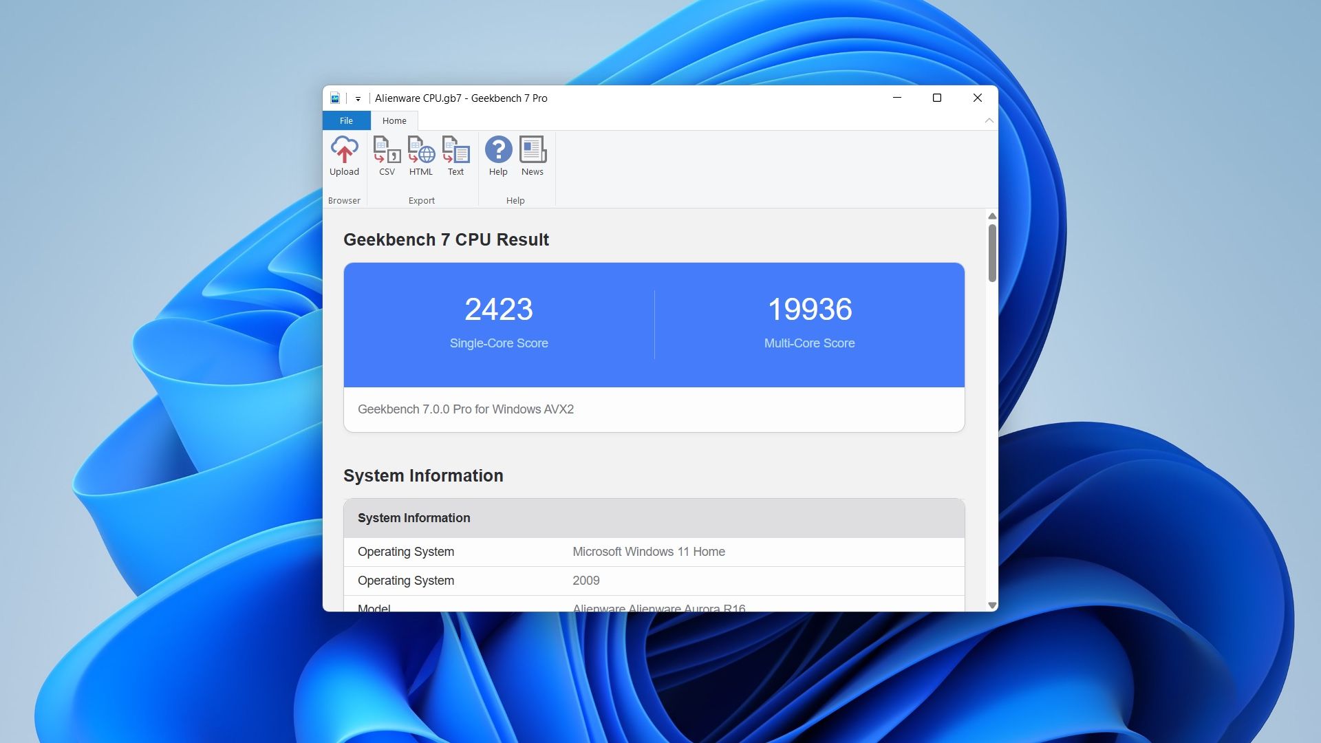 Parkdale workload on Geekbench 7